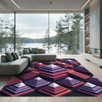 Purple Violet Tiered Pyramid Composition Rug