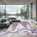 Ethereal Purple Wisteria Cascading Blossoms Rug