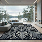 Classic Acanthus Column Black White Rug