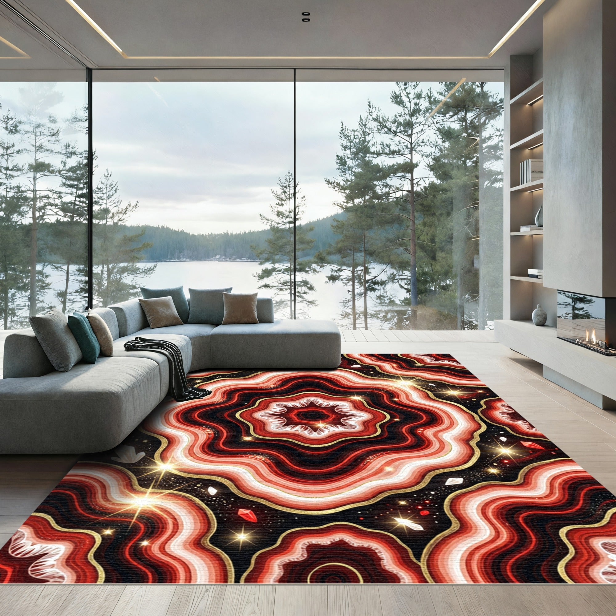 Crimson Agate With Gold Accents Rug