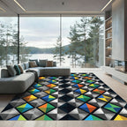 Modern Multicolored Metallic Geometric Facet Rug