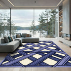Deep Blue Intersecting Lattice Rug