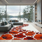 Crimson Poppy Field Garden Accent Rug