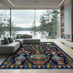 Midnight Garden Botanical Birds Art Rug