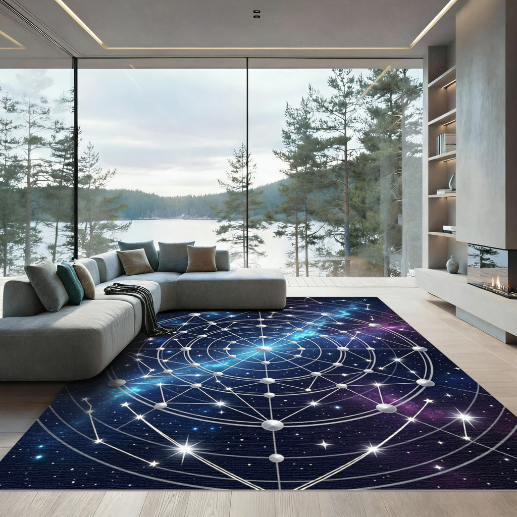 Celestial Sacred Geometry Cosmic Starry Art Rug