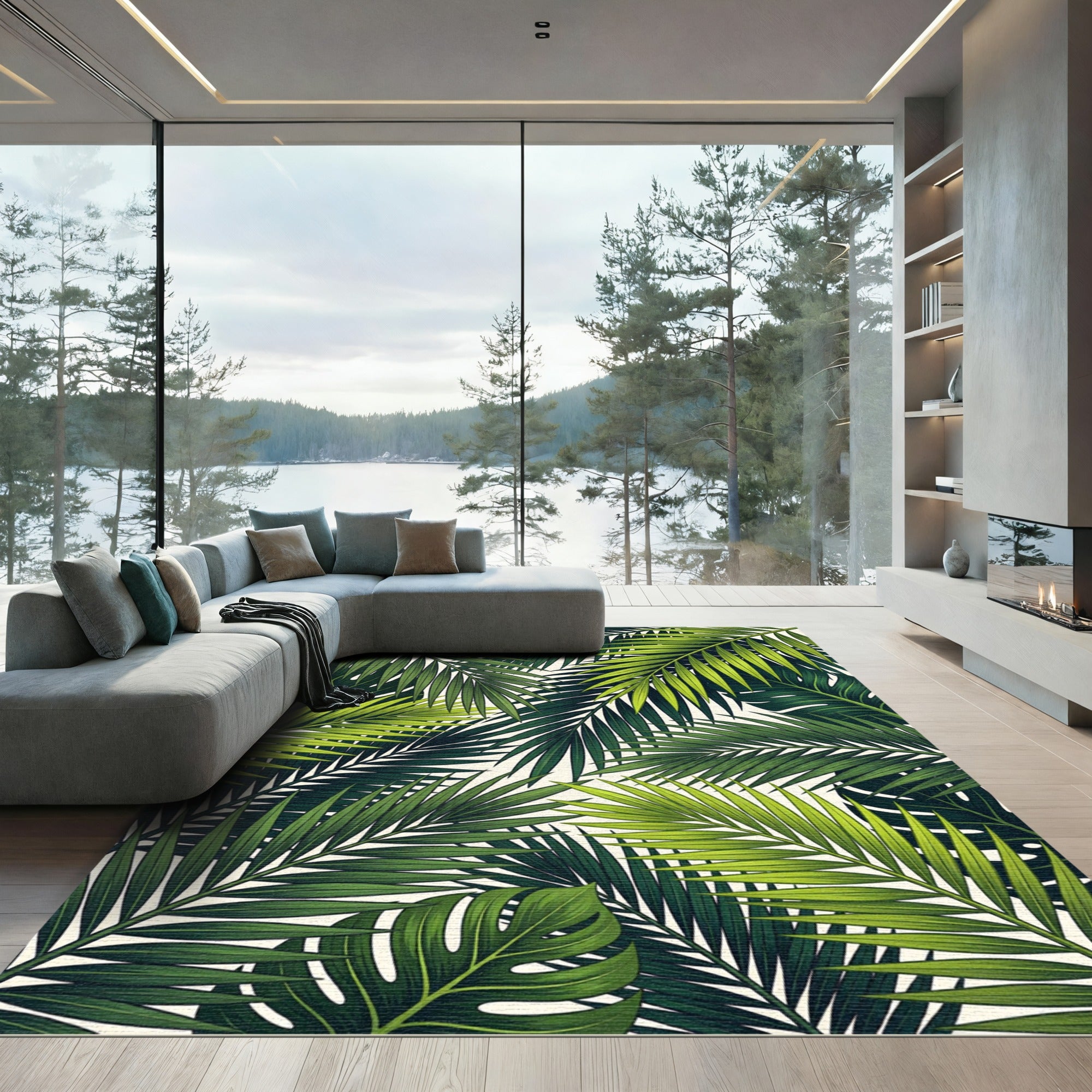 Verdant Palm Frond Canopy Rug