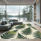 Lush Botanical Emerald Fern Frond Rug