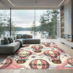 Whimsical Pink Mouse Hot Air Balloon Rug