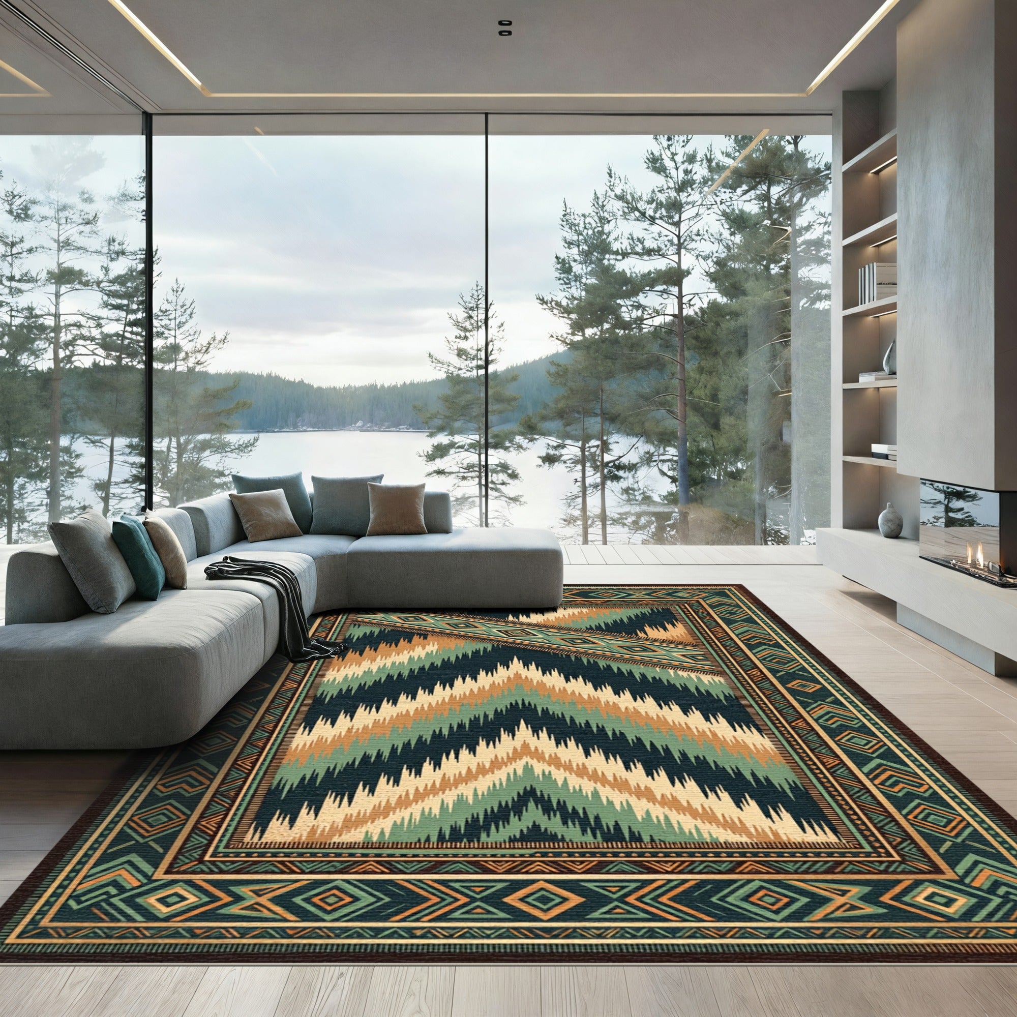 Bold Tribal Geometric Aztec Rug