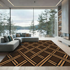 Textured Brown Intersecting Lattice Grid Rug
