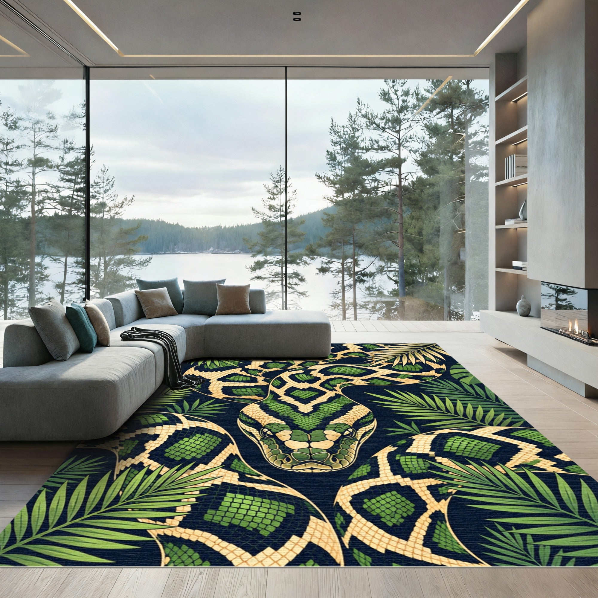 Emerald Python Jungle Serpent Rug
