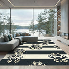 Monochrome Striped Animal Paw Rug