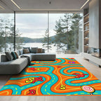 Orange Teal Alphabet Maze Rug