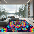Vibrant Neon Trippy Psychedelic Paisley Mandala Rug