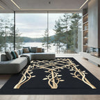 Beige Cream Trellis Vine Garden Art Rug