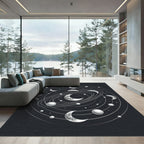 Celestial Lunar Orbital Monochrome Galaxy Rug
