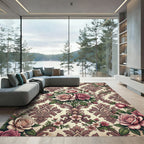 Elegant Rose Damask Soft Pink Bouquet Rug