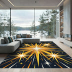 Radiant Golden Burst Celestial Art Rug