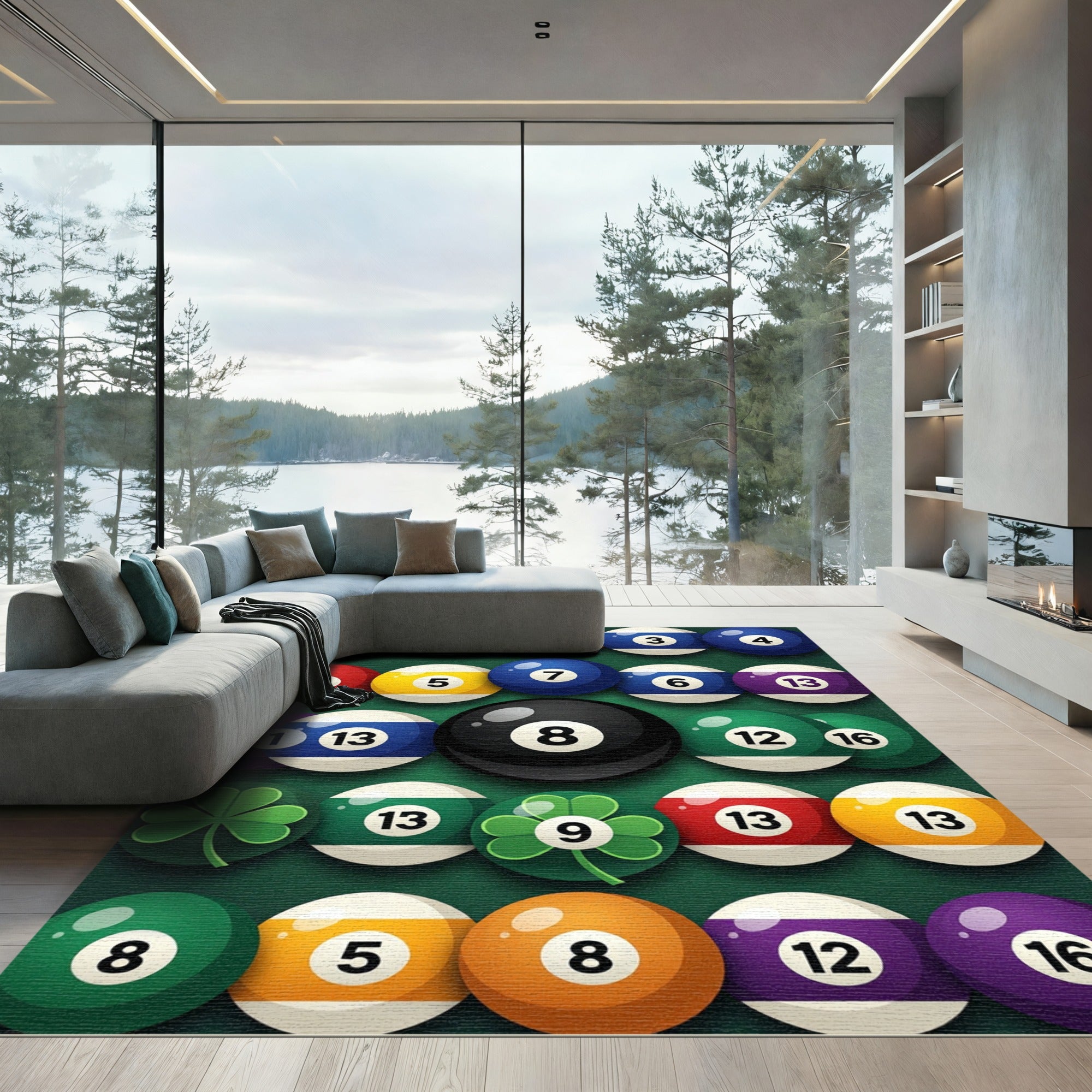 Vibrant Multicolored Billiard Ball Game Rug