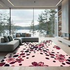 Cherry Blossom Pink Deep Red Accents Rug