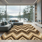 Earthy Tones Chevron Floral Zigzag Rug