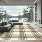 Classic Tan Plaid Grid Rug