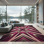 Modern Magenta Geometric Starburst Rug