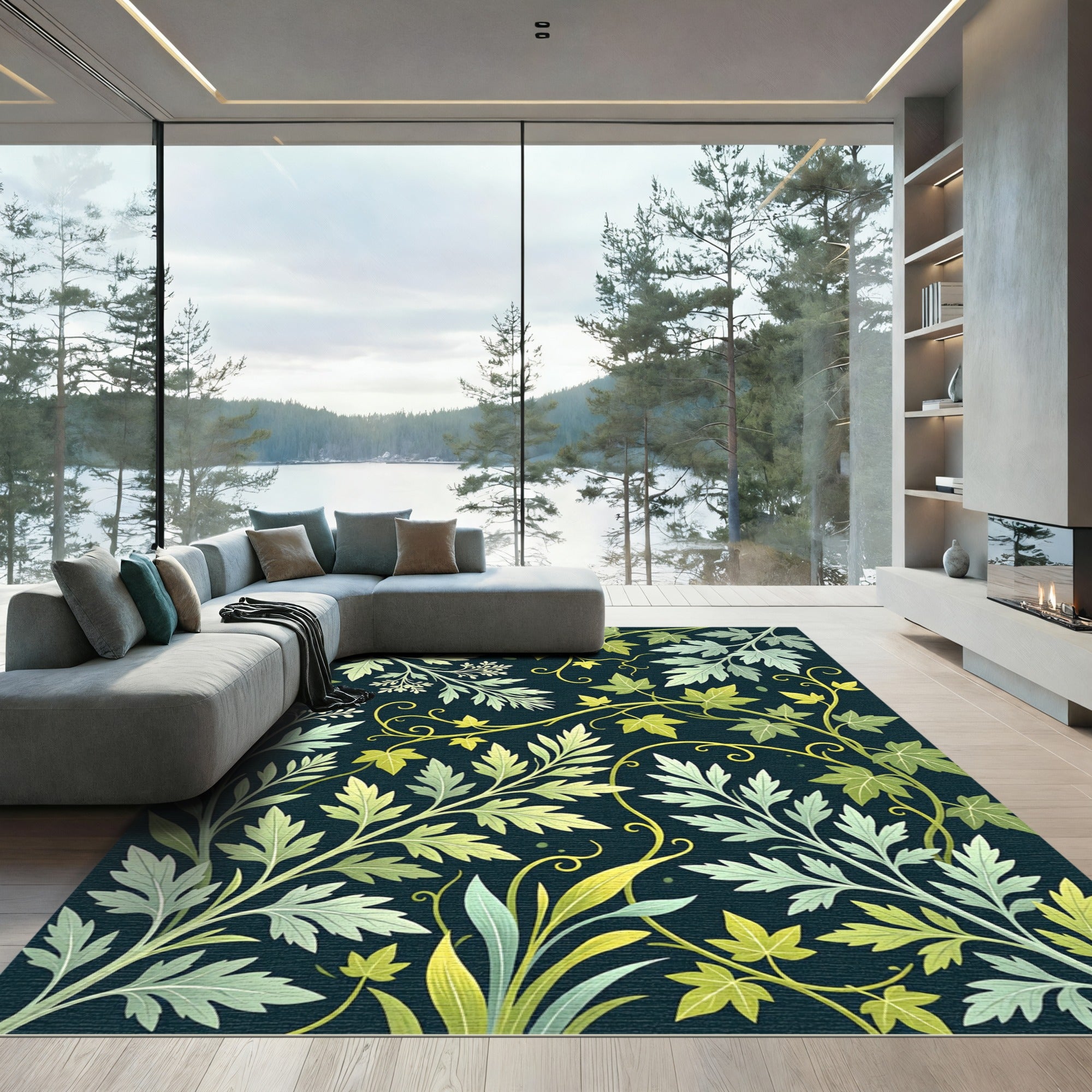 Botanical Fern Ivy Cream Sage Meadow Rug