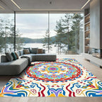 Vibrant Colorful Medallion MandalaRug Rug