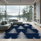 Silver Striped Minimalist Pine Forest Rug