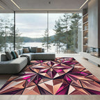 Geometric Rose Gold Crystal Facet Rug