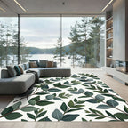 Lush Green Eucalyptus Botanical Foliage Rug