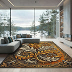 Gilded Ornate Acanthus Foliage Scroll Rug