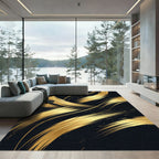 Glamorous Gold Swirls Abstract Rug
