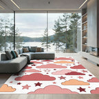 Whimsical Dusty Pink Starry Clouds Rug