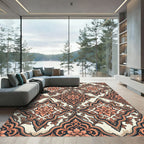 Elegant Salmon Floral Damask Scroll Rug