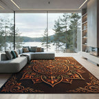Ornamental Amber Floral Medallion Rug