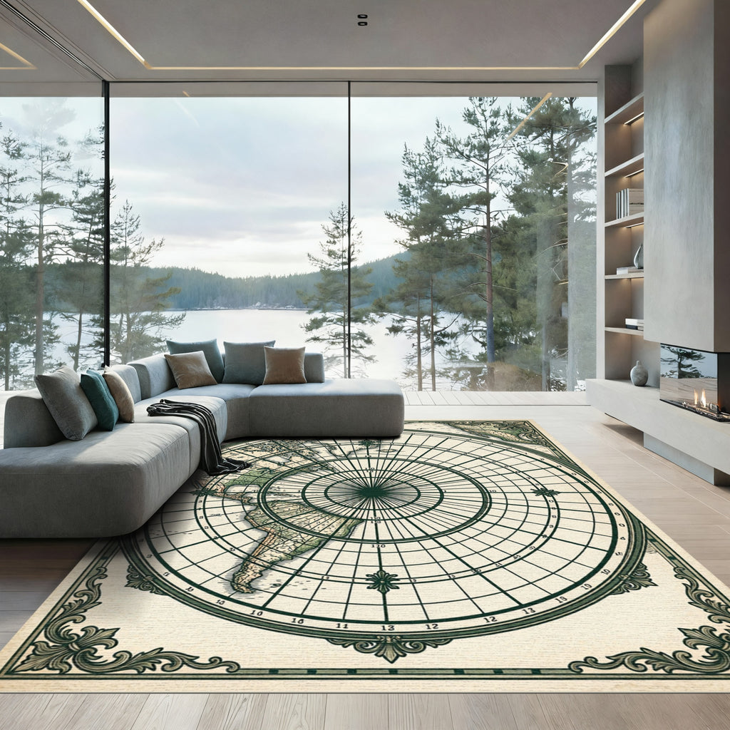 Vintage Chart Cartography World Map Rug
