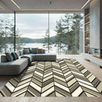 Neutral Tones Herringbone Stripes Rug