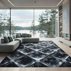Frozen Winter Diamond Snowflake Lattice Rug