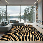 Bold Black Gold Zebra Stripes Rug