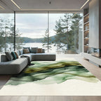 Ethereal Sage Forest Abstract Wave Rug