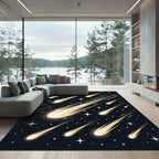 Radiant Golden Shooting Star Night Sky Rug