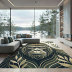 Enigmatic Olive Gorilla Arboreal Portrait Rug