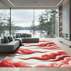 Crimson Swirl Clouds Flowing Rug