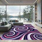 Vibrant Pink and Purple Swirl Vortex Rug