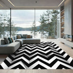 Monochrome Zigzag Geometric Optical Illusion Rug