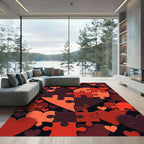 Abstract Red Heart Puzzle Mosaic Rug