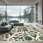 Vintage Botanical Cream Sage Floral Arrangement Rug