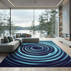Deep Blue Concentric Swirl Rug